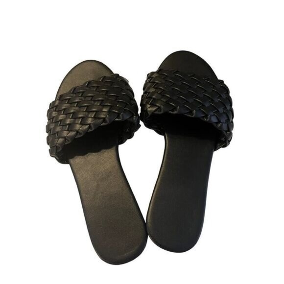 Women‎ Braided Slide Sandals Open Toe One Strap Slip On Flat 9.5US - Picture 1 of 4